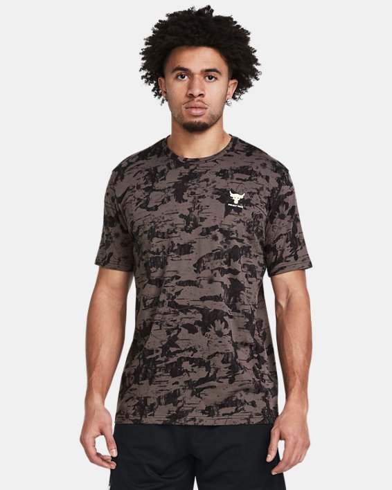 Men's Project Rock Payoff Printed Graphic Short Sleeve, Brown, pdpMainDesktop image number 0